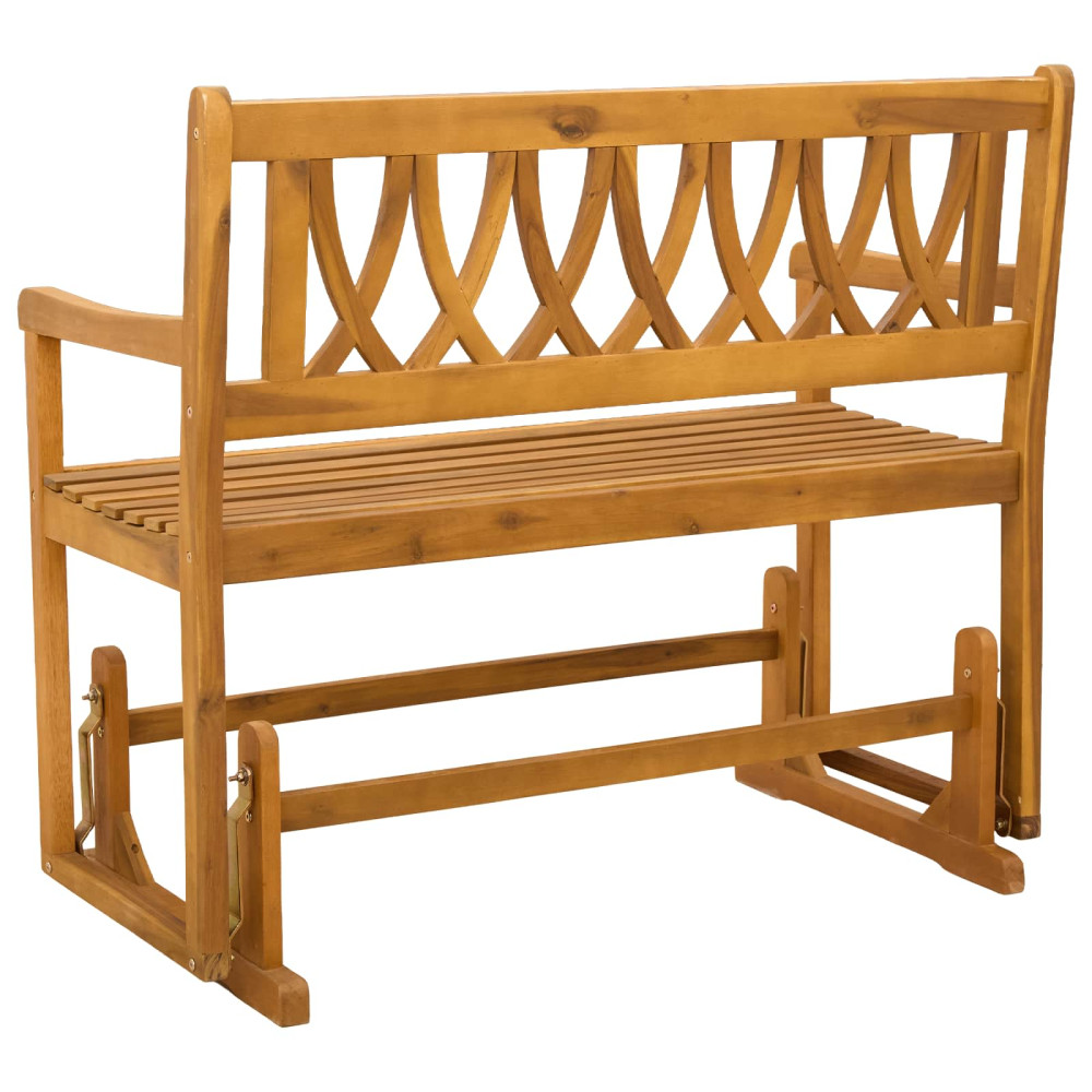 Produktbild för Trädgårds Glidebänk Naturlig 110 x 59 x 97 cm Massivt Akaciaträ