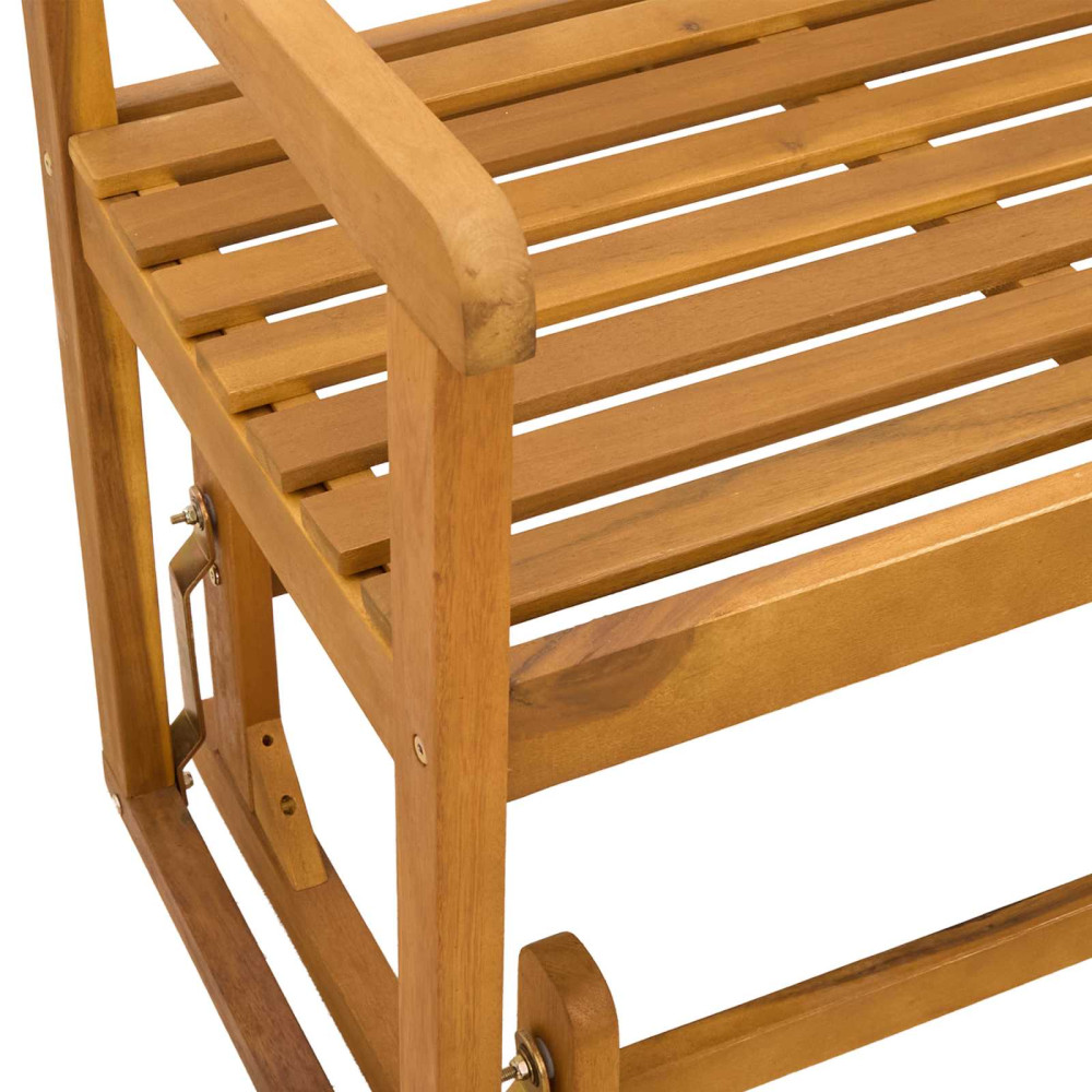 Produktbild för Trädgårds Glidebänk Naturlig 110 x 59 x 97 cm Massivt Akaciaträ