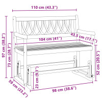 Produktbild för Trädgårds Glidebänk Naturlig 110 x 59 x 97 cm Massivt Akaciaträ