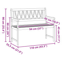 Produktbild för Utomhusbänk Naturlig 110 x 55,5 x 90 cm Massivt Akaciaträ