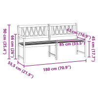Produktbild för Utomhusbänk Naturlig 180 x 55,5 x 90 cm Massivt Akaciaträ