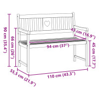 Produktbild för Utomhusbänk Naturlig 110 x 55,5 x 90 cm Massivt Akaciaträ