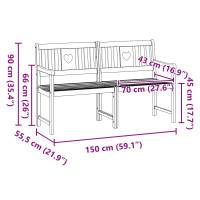 Produktbild för Utomhusbänk Naturlig 150 x 55,5 x 90 cm Massivt Akaciaträ