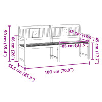 Produktbild för Utomhusbänk Naturlig 180 x 55,5 x 90 cm Massivt Akaciaträ