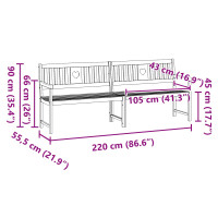 Produktbild för Utomhusbänk Naturlig 220 x 55,5 x 90 cm Massivt Akaciaträ