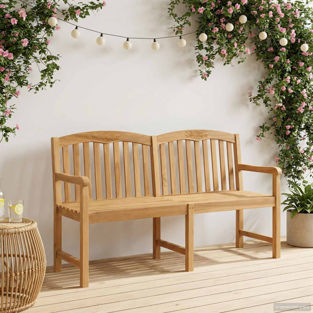 Produktbild för Handsnidad Rosabänk 179,5 x 61 x 90 cm Massivt teakträ Naturlig