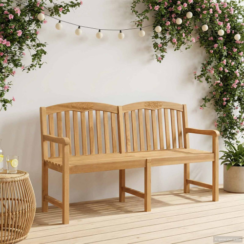 vidaXL Handsnidad Rosabänk 179,5 x 61 x 90 cm Massivt teakträ Naturlig
