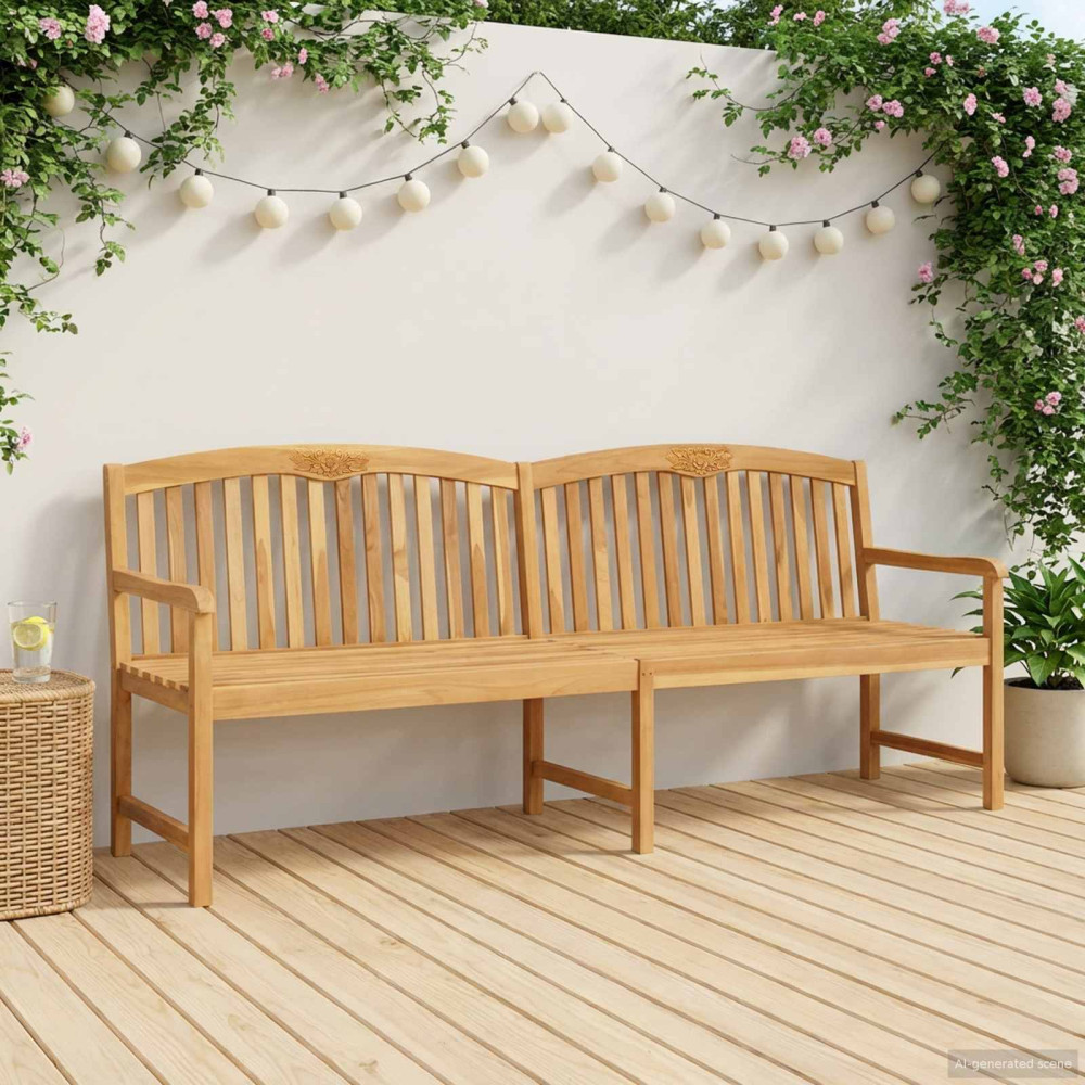 Produktbild för Handsnidad Rosabänk 228 x 60 x 90 cm Massivt teakträ Naturlig
