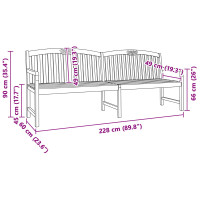 Produktbild för Handsnidad Rosabänk 228 x 60 x 90 cm Massivt teakträ Naturlig