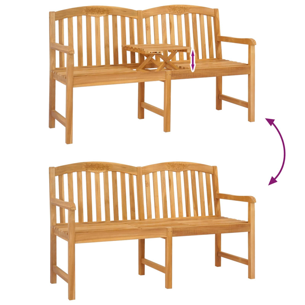 Produktbild för Handsnidad Rosabänk 150,5 x 60 x 95 cm Massivt teakträ Naturlig