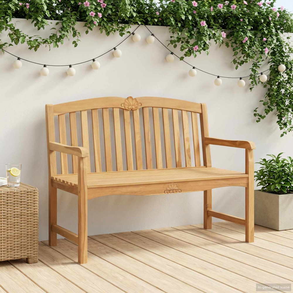 Produktbild för Handsnidad Rosabänk 114 x 60 x 95 cm Massivt teakträ Naturlig