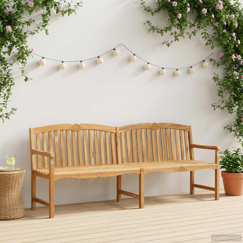 vidaXL Handsnidad Rosabänk 228 x 61 x 94,5 cm Massivt teakträ Naturlig