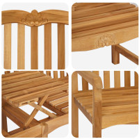 Produktbild för Handsnidad Rosabänk 155 x 60 x 94 cm Massivt teakträ Naturlig