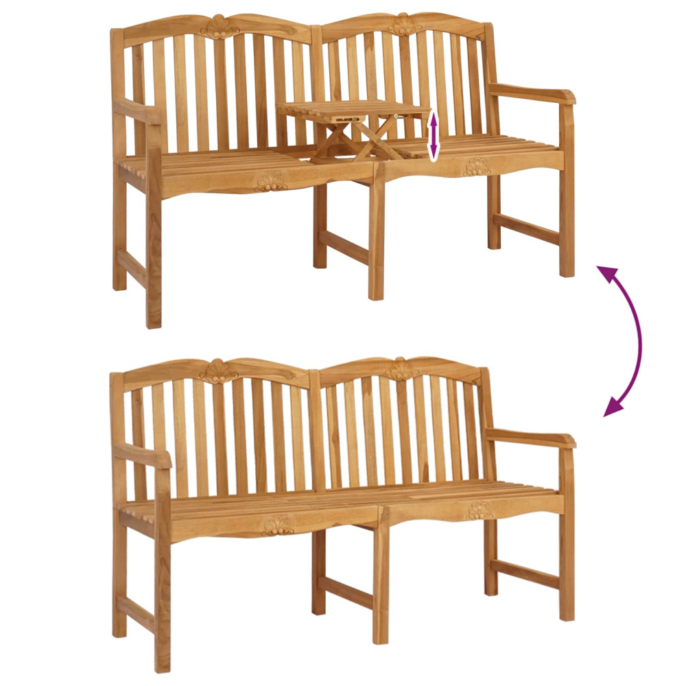 Produktbild för Handsnidad Rosabänk 155 x 60 x 94 cm Massivt teakträ Naturlig