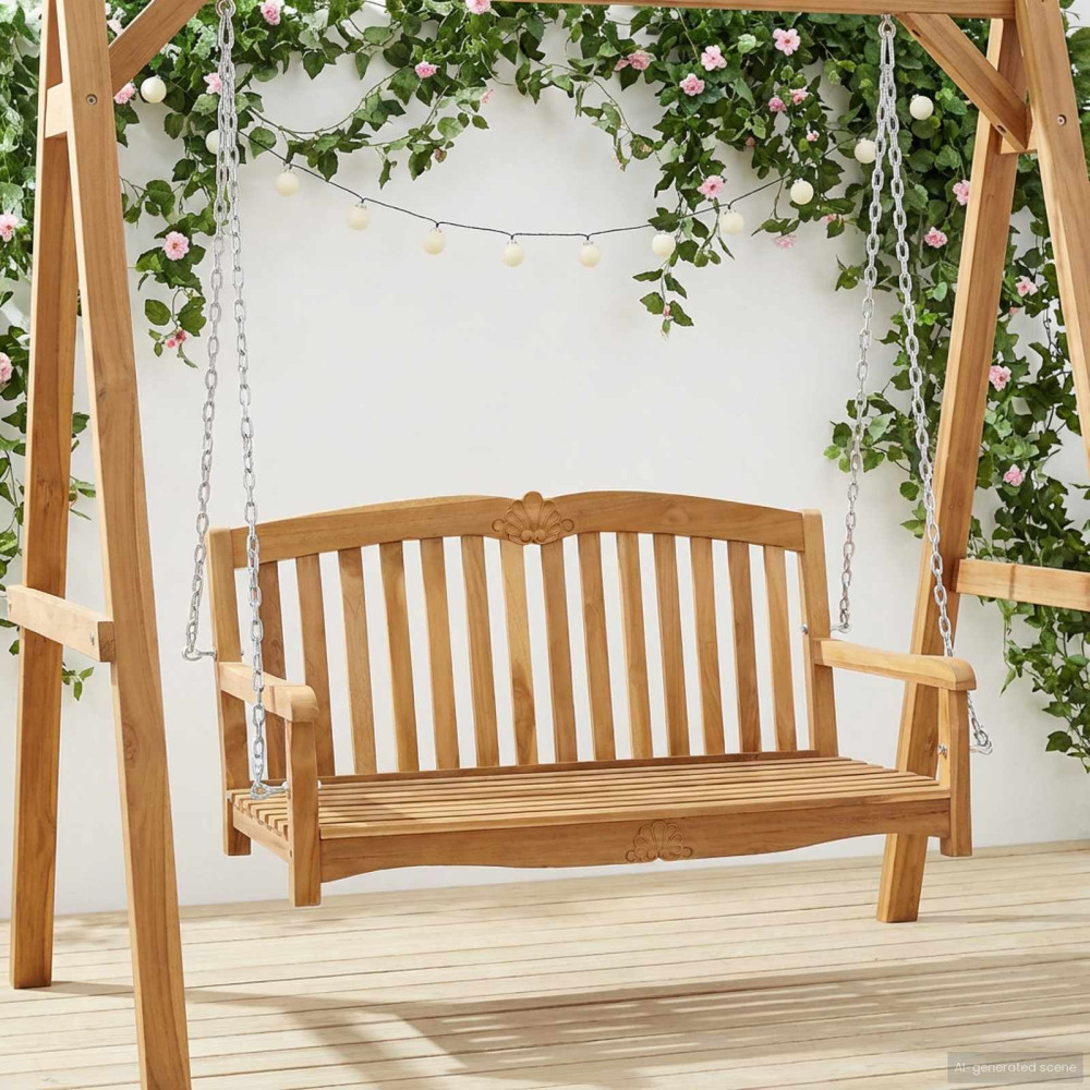 Produktbild för Gungbänk 114 x 60 x 60,5 cm Massivt teakträ Naturlig