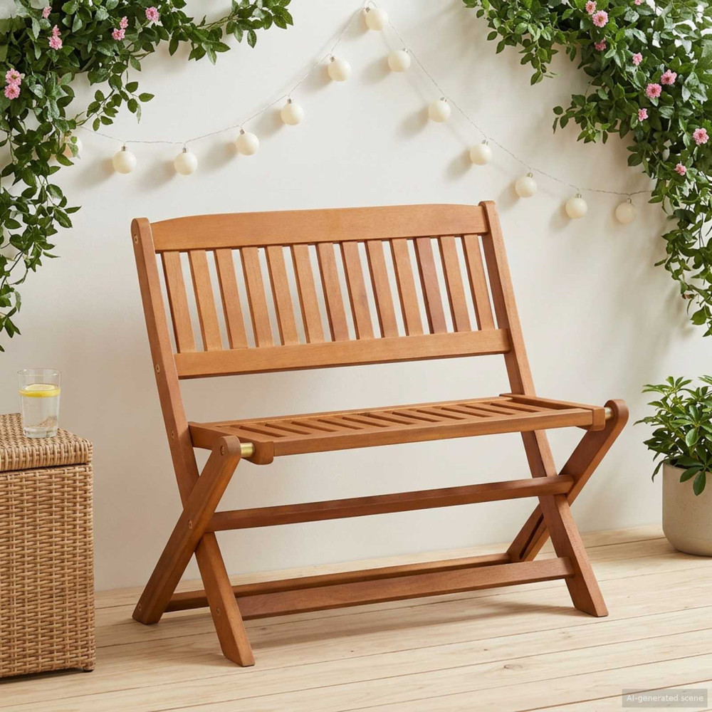 Produktbild för Barnbänk Brun 61 x 38 x 57 cm Massiv Eukalyptus Trä