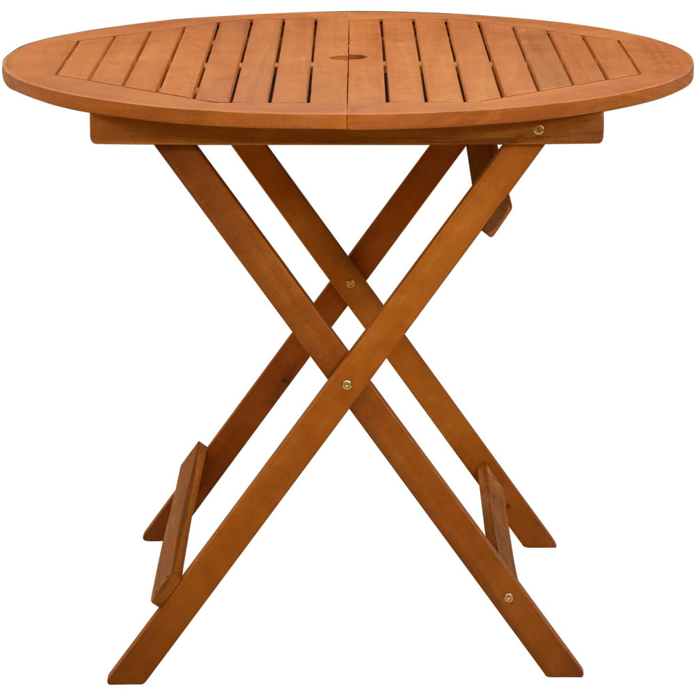 Produktbild för Hopfällbart trädgårdsbord Brun Ø 90 x 75 cm