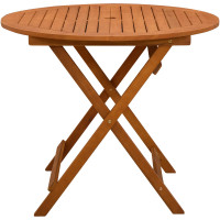 Produktbild för Hopfällbart trädgårdsbord Brun Ø 90 x 75 cm