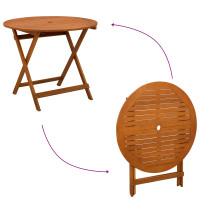 Produktbild för Hopfällbart trädgårdsbord Brun Ø 90 x 75 cm