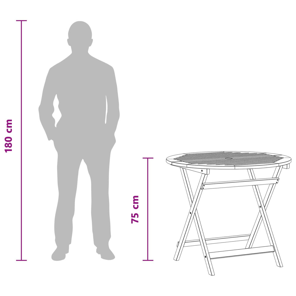 Produktbild för Hopfällbart trädgårdsbord Brun Ø 90 x 75 cm