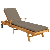 Produktbild för Solstol med dyna 100% Polyester Solid-Teak