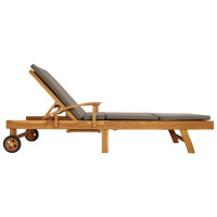 Produktbild för Solstol med dyna 100% Polyester Solid-Teak