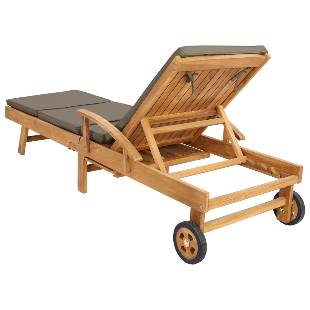 Produktbild för Solstol med dyna 100% Polyester Solid-Teak
