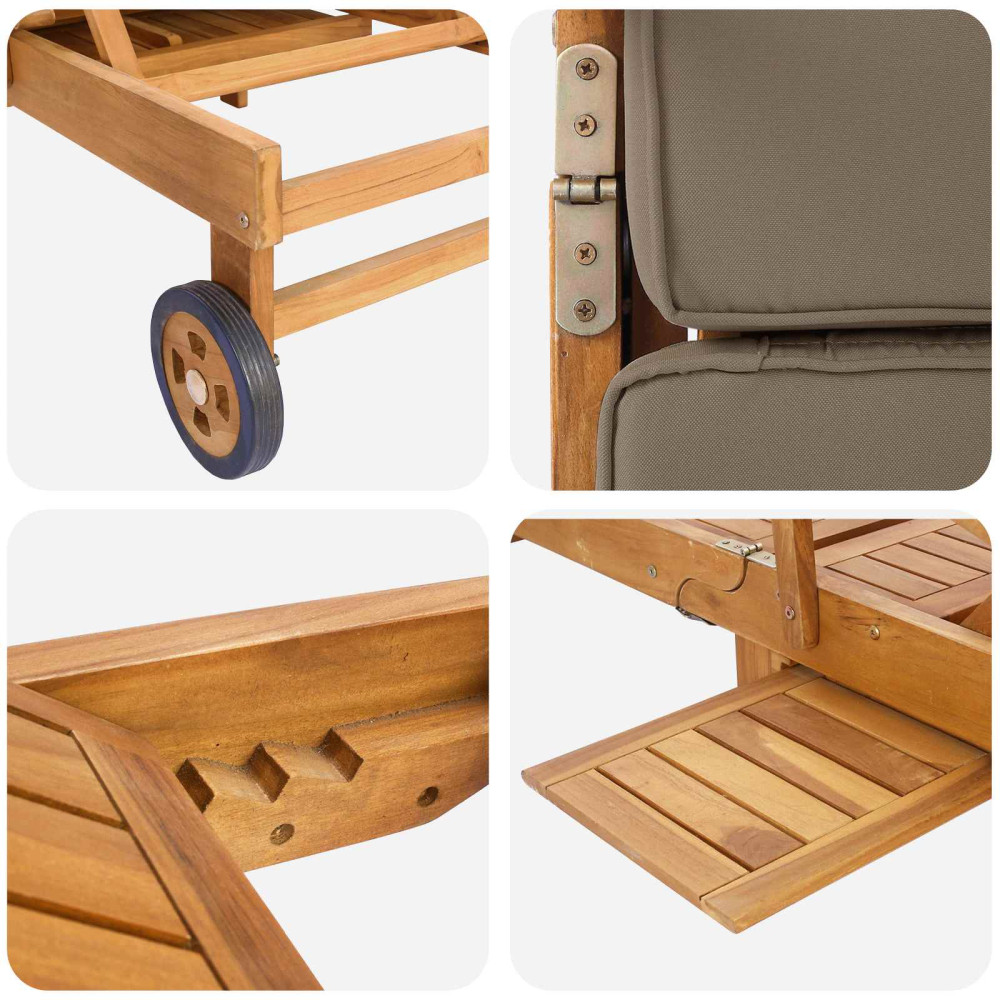 Produktbild för Solstol med dyna 100% Polyester Solid-Teak
