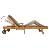 Produktbild för Solstol med dyna 100% Polyester Solid-Teak