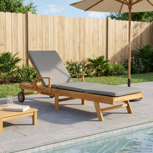 vidaXL Solstol med dyna 100% Polyester Solid-Teak