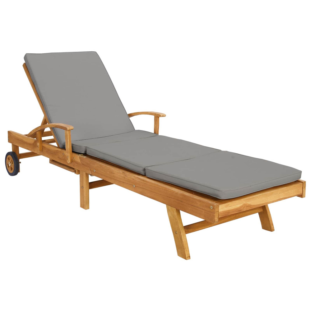 Produktbild för Solstol med dyna 100% Polyester Solid-Teak