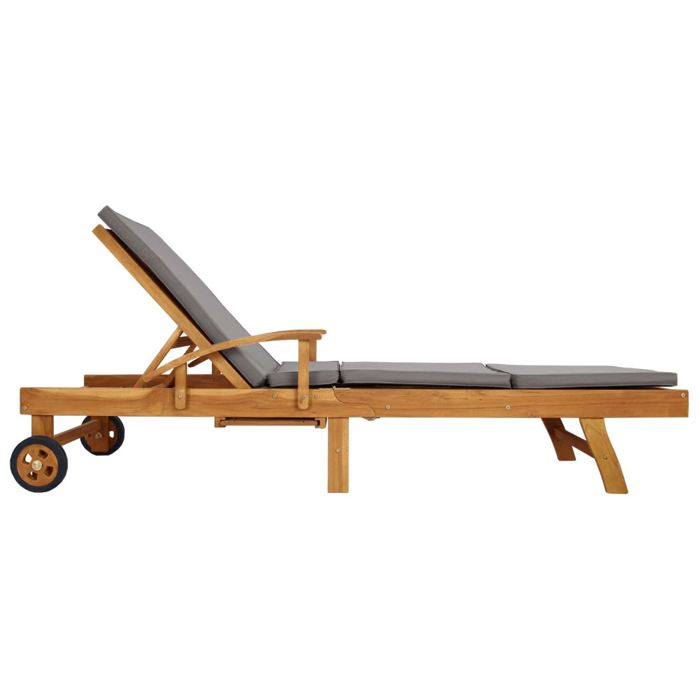 Produktbild för Solstol med dyna 100% Polyester Solid-Teak