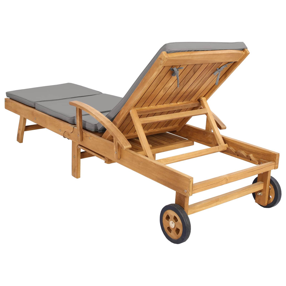 Produktbild för Solstol med dyna 100% Polyester Solid-Teak