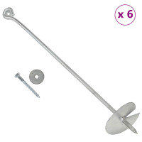 Produktbild för Jordankare 6 pcs Silver Ø10 x 60 cm Galvaniserat metall
