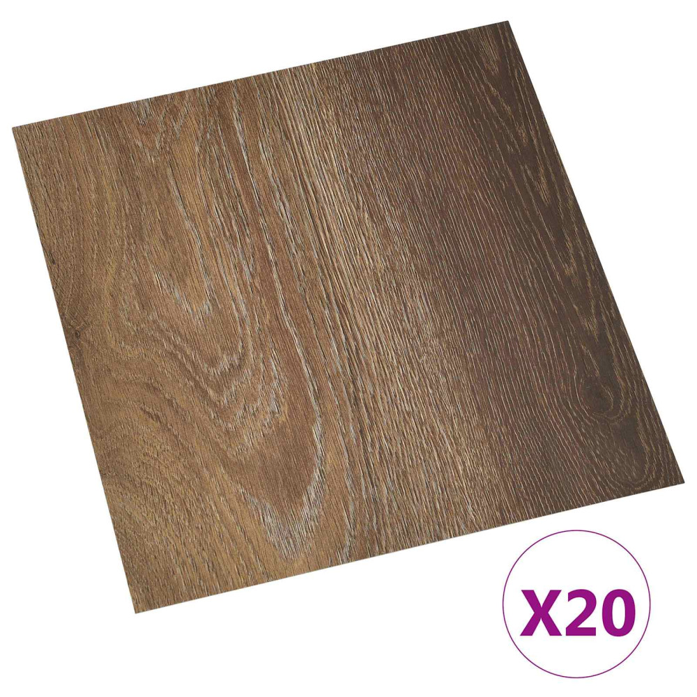 Produktbild för Självhäftande golvplankor 30,5 x 30,5 cm 20 pcs PVC Brun