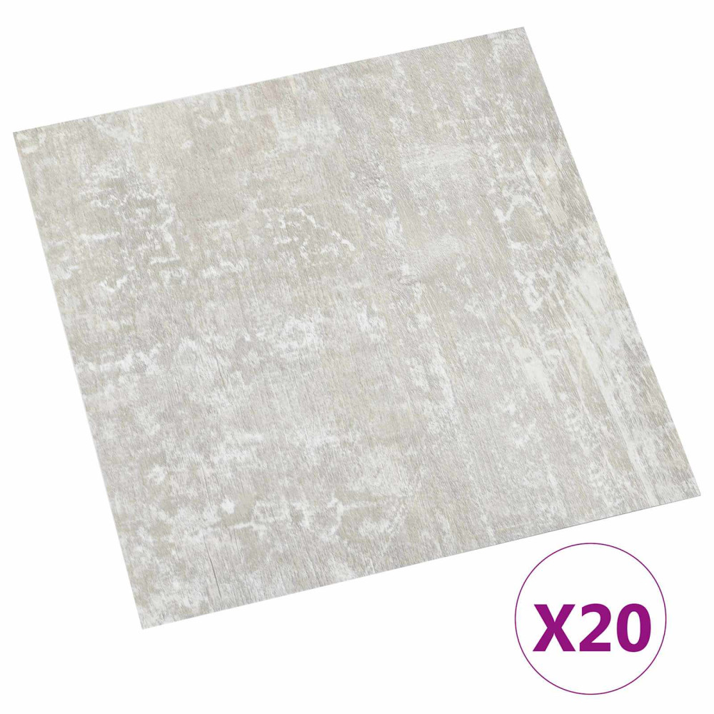 Produktbild för Självhäftande golvplankor 30,5 x 30,5 cm 20 pcs PVC Ljusgrå