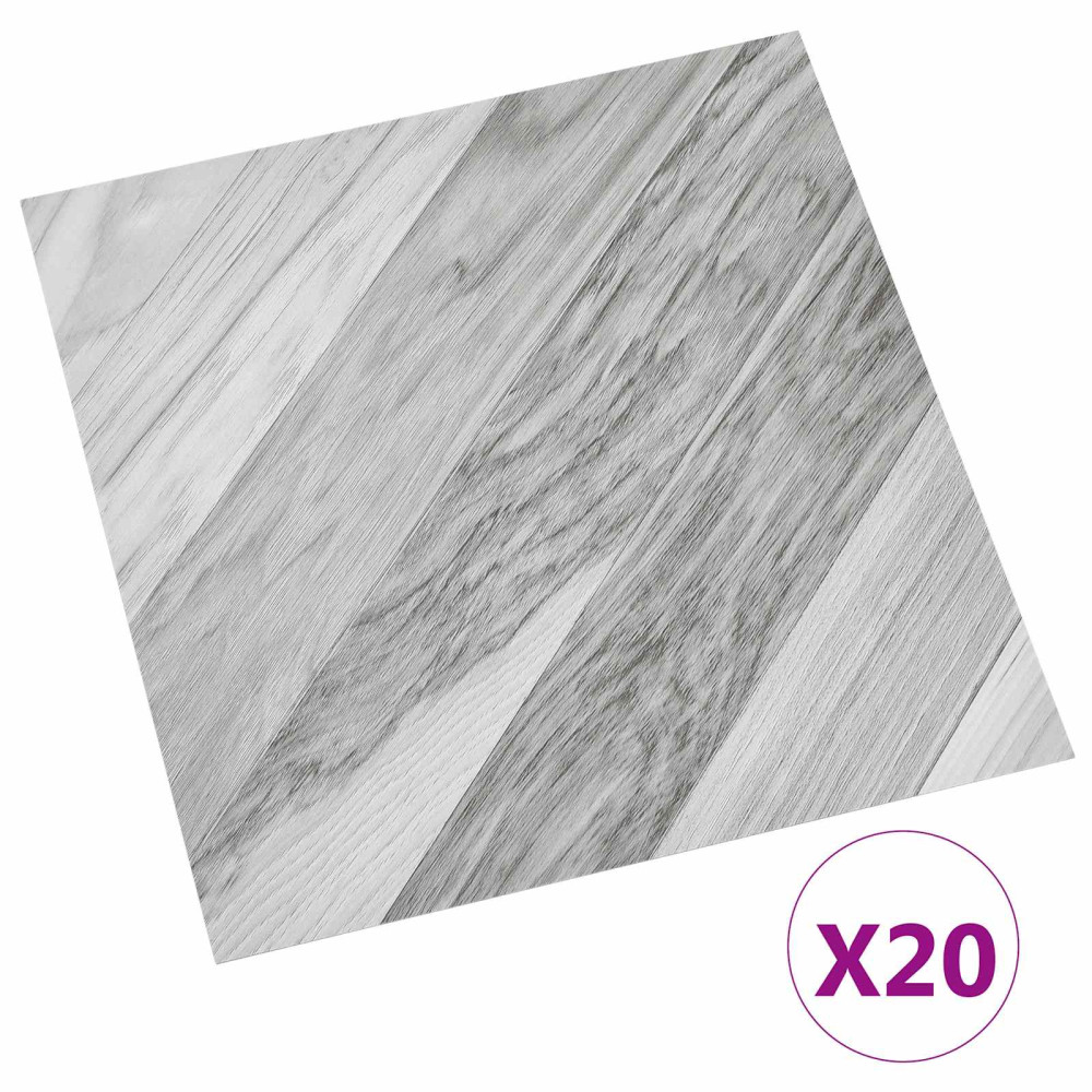 Produktbild för Självhäftande golvplankor 30,5 x 30,5 cm 20 pcs PVC Grå randig