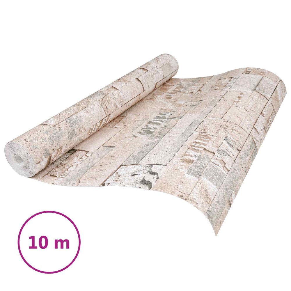 Produktbild för 3D sten tapet Beige 10 x 0,53 m Non-woven tyg