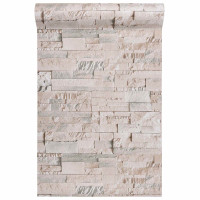 Produktbild för 3D sten tapet Beige 10 x 0,53 m Non-woven tyg