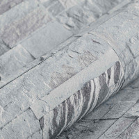 Produktbild för 3D sten tapet Ljusgrå 10 x 0,53 m Non-woven tyg