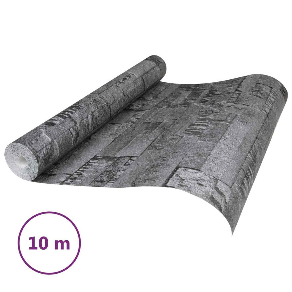 Produktbild för 3D sten tapet Svart 10 x 0,53 m Non-woven tyg
