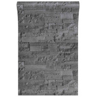 Produktbild för 3D sten tapet Svart 10 x 0,53 m Non-woven tyg