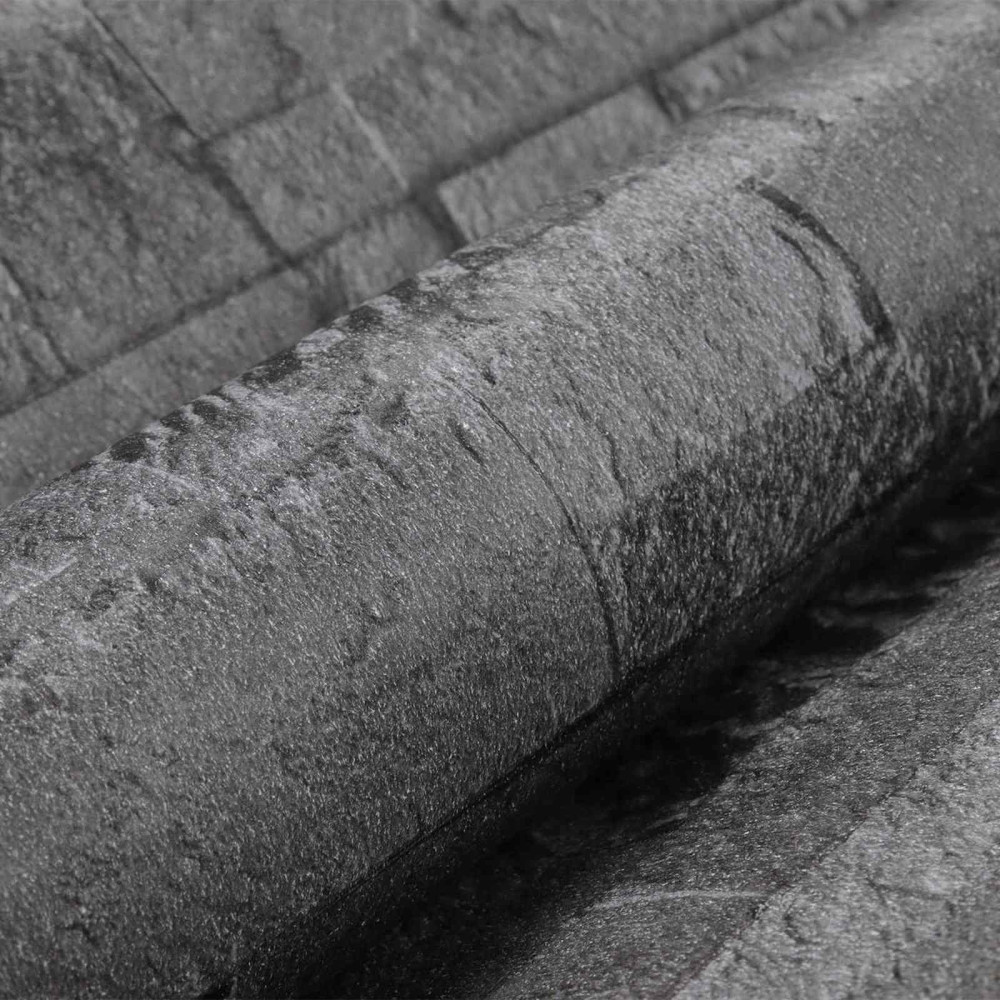 Produktbild för 3D sten tapet Svart 10 x 0,53 m Non-woven tyg