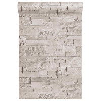 Produktbild för 3D sten tapet Gräddvit 10 x 0,53 m Non-woven tyg