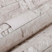 Produktbild för 3D sten tapet Gräddvit 10 x 0,53 m Non-woven tyg