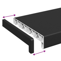 Produktbild för Fönsterbräda Svart med träådring 120 x 20 x 4,5 cm PVC