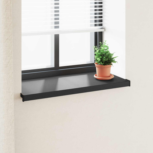 vidaXL Fönsterbräda Svart med träådring 80 x 40 x 4,5 cm PVC