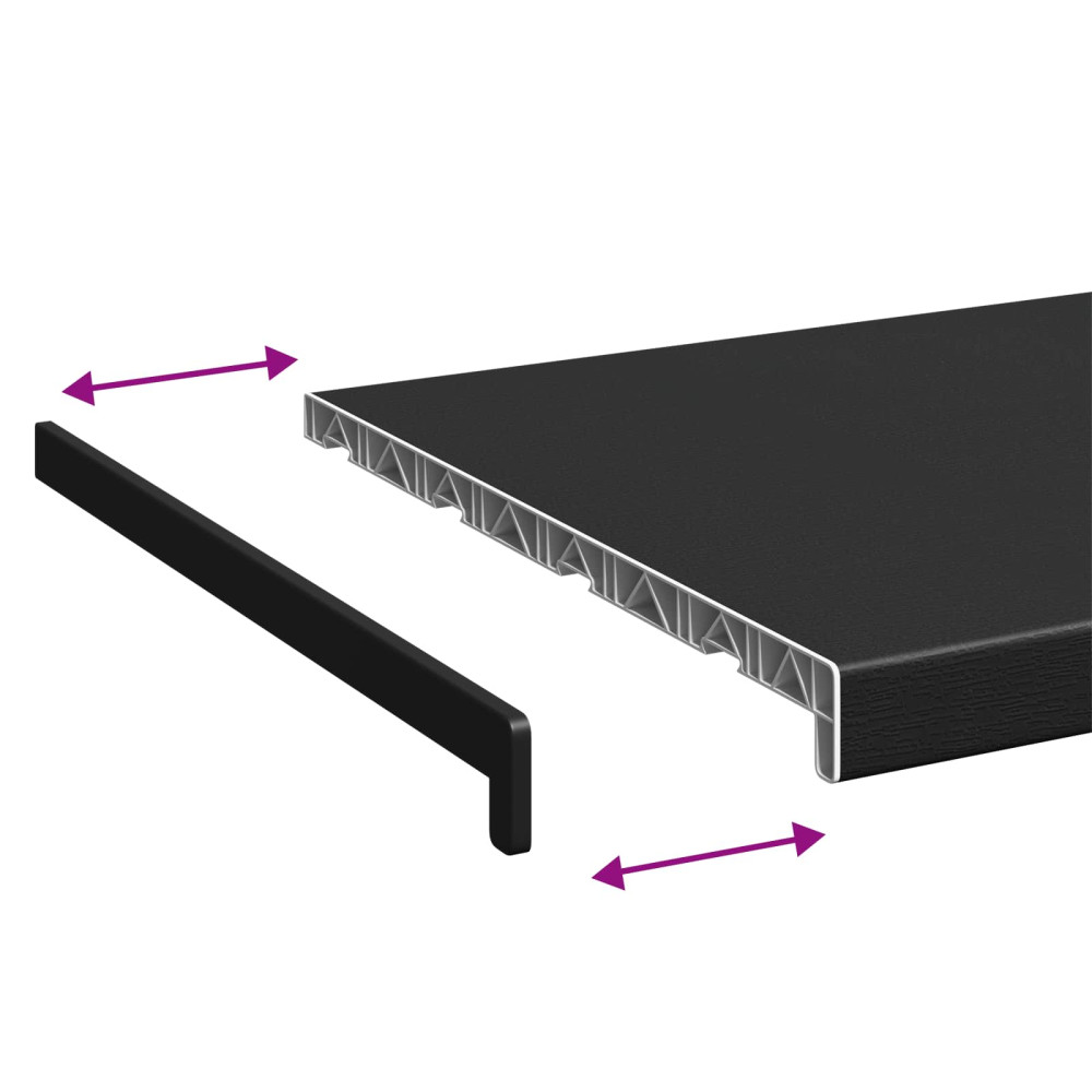 Produktbild för Fönsterbräda Svart med träådring 80 x 45 x 4,5 cm PVC