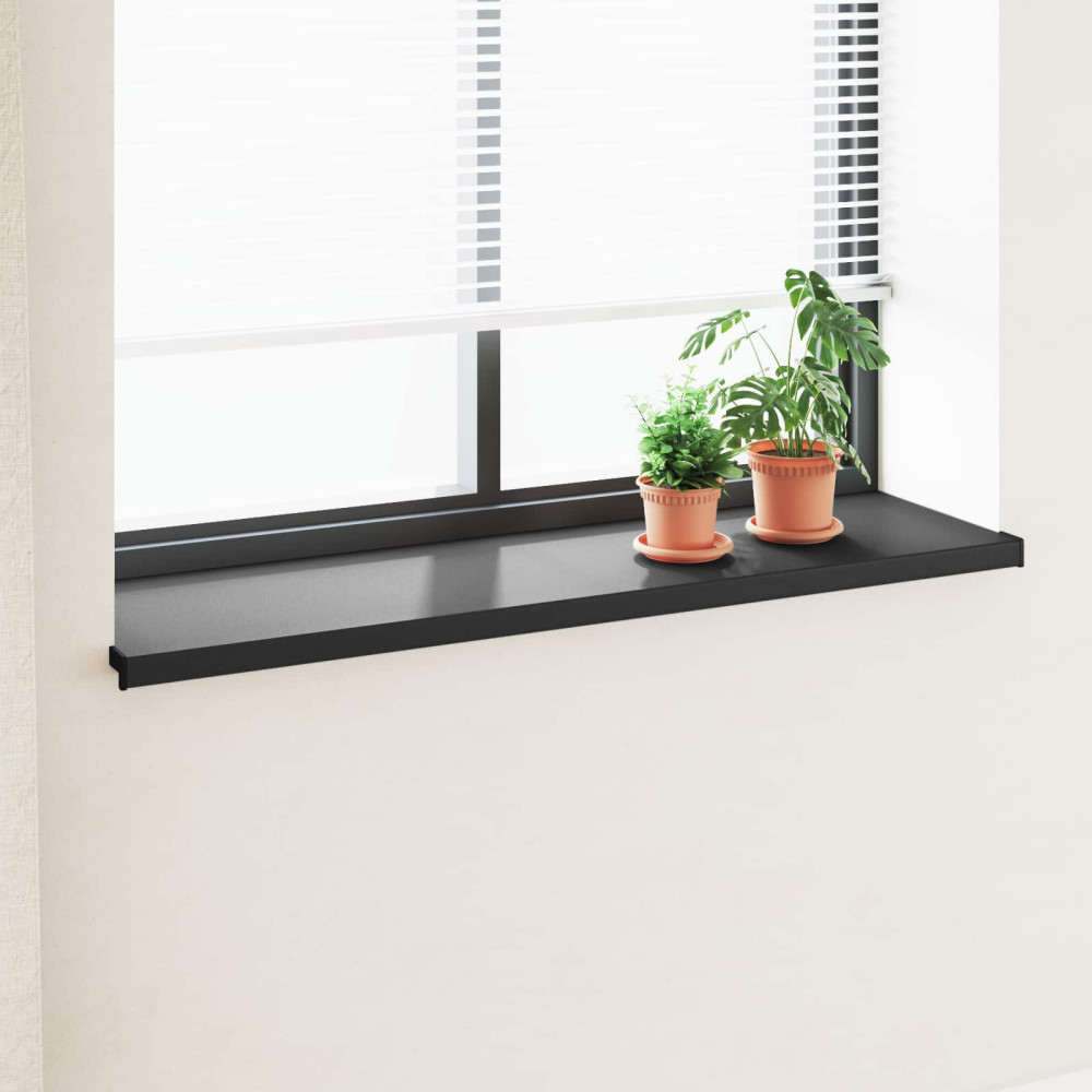 Produktbild för Fönsterbräda Svart med träådring 160 x 45 x 4,5 cm PVC