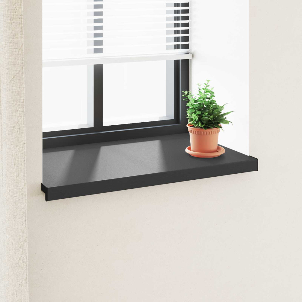 Produktbild för Fönsterbräda Svart med träådring 60 x 50 x 4,5 cm PVC